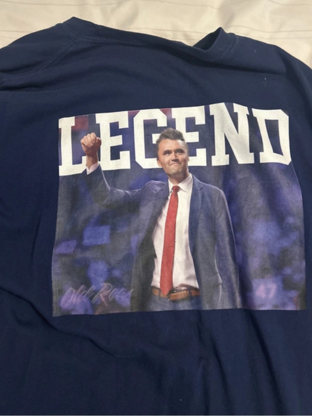 XL Mens Old Row Charlie Kirk Legend T-Shirt NAVY BLUE